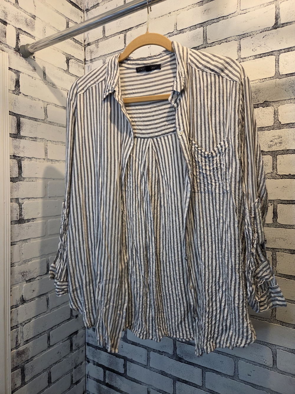 Jane and Delancey Blue and White Striped Button-Down Shirt